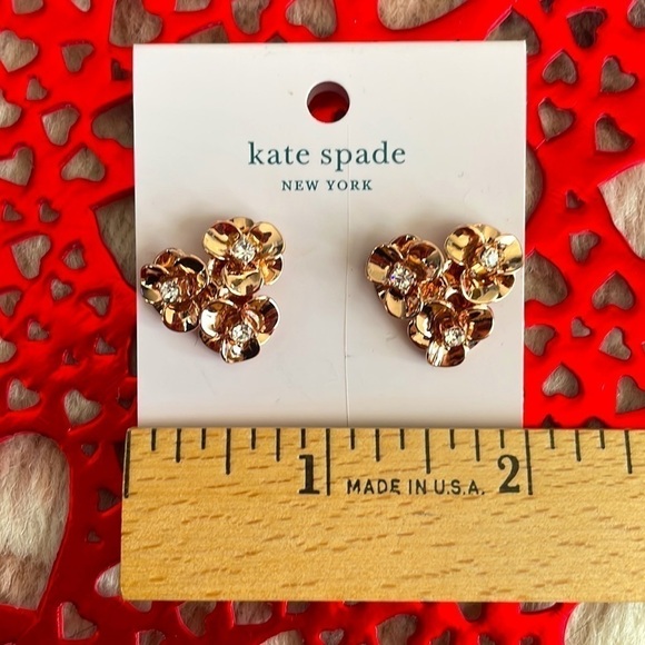 Brand New Kate Spade Shine On Rose Gold Floral Post Earrings - Picture 7 of 10